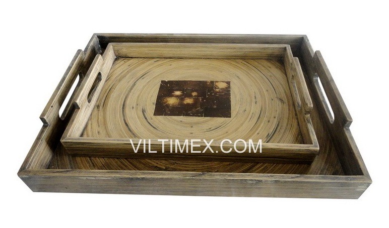 Bamboo tray with handles 
