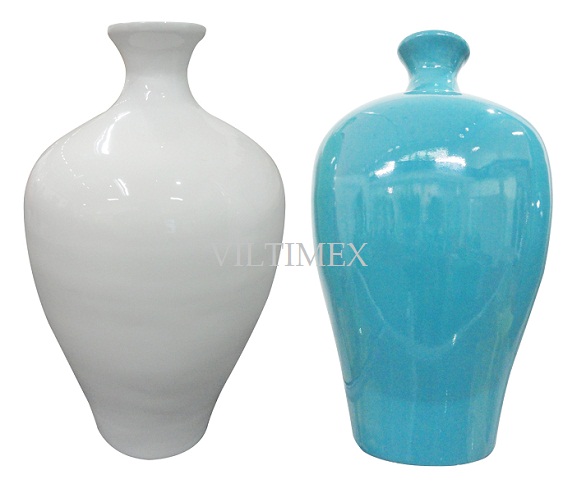 Glossy Bamboo Vases - White - Turquoise