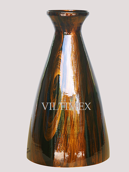 Brown & Gold Lacquered Bamboo Decor Vase