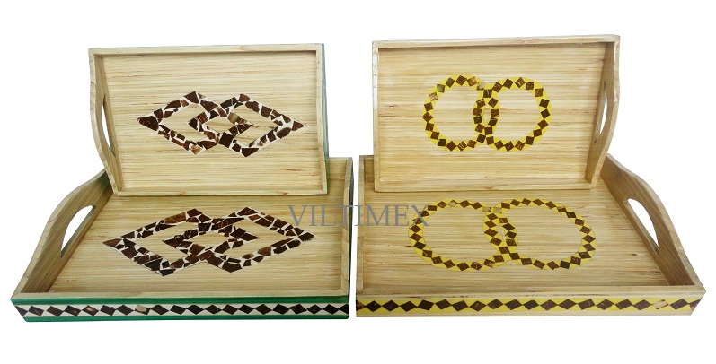 Bamboo tray with handles 